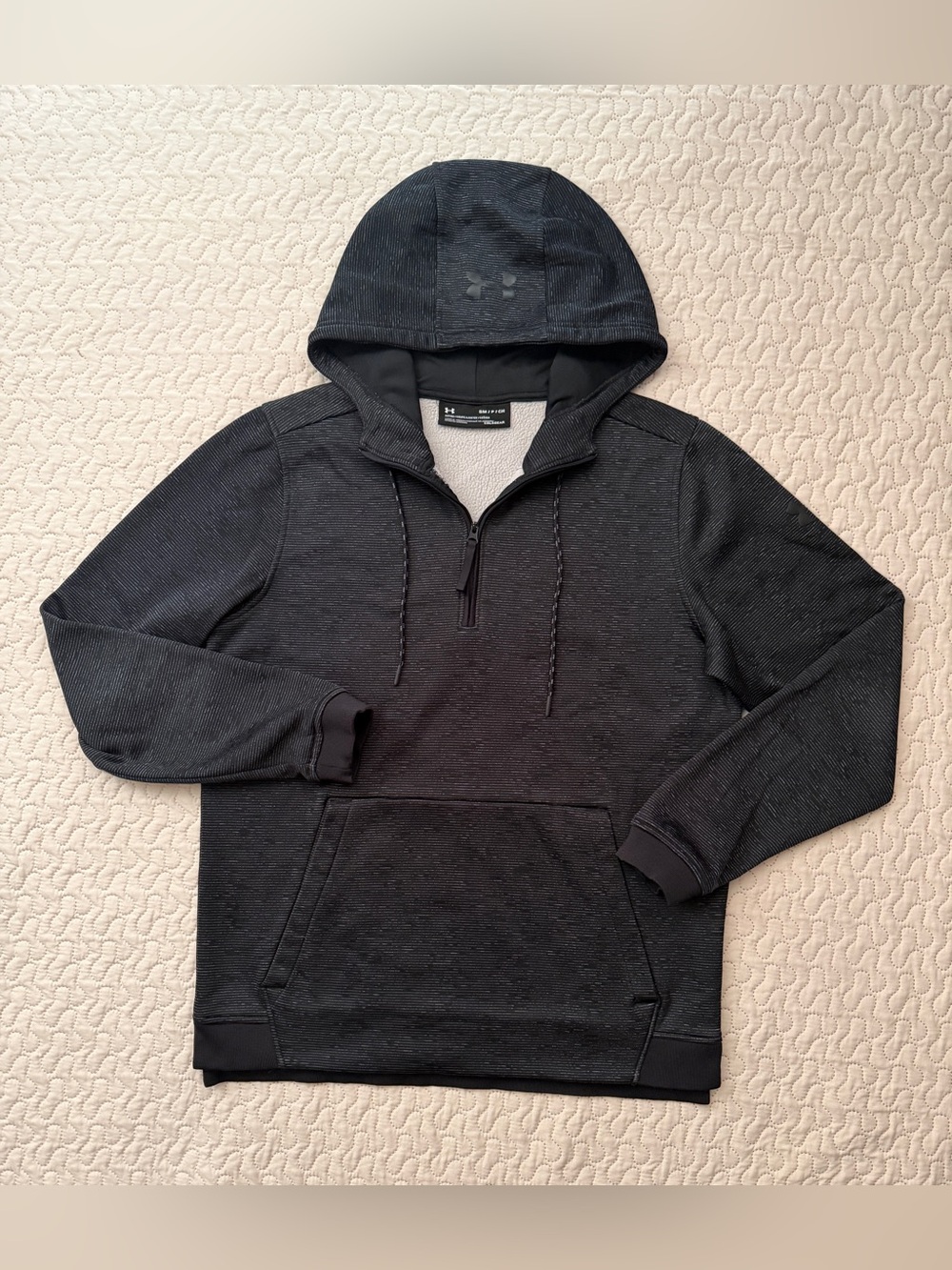 Under Armour ColdGear Men’s Small Black Gray 1/4 Zip Fleece Lined Hoodie Pullove